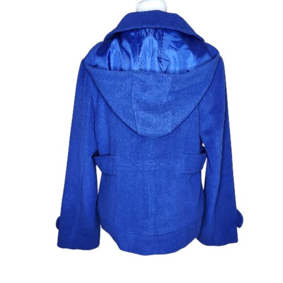 Tulle Anthropologie Hooded Peacoat Jacket Women's XL Royal Blue Lined Gorpcore - Picture 6 of 14